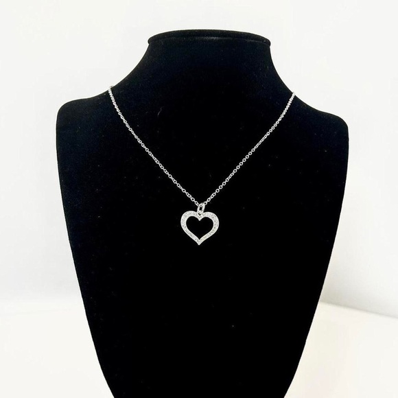 Reversible Sterling Silver Outline Heart Necklace - Picture 1 of 4